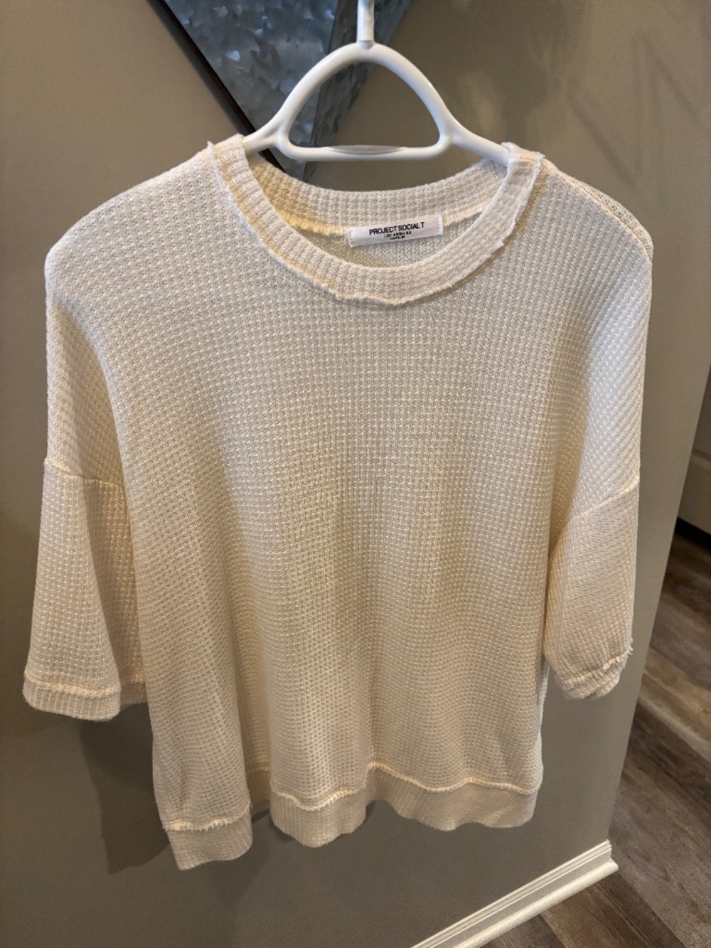 Project Social T, ivory waffle weave tee.  Med